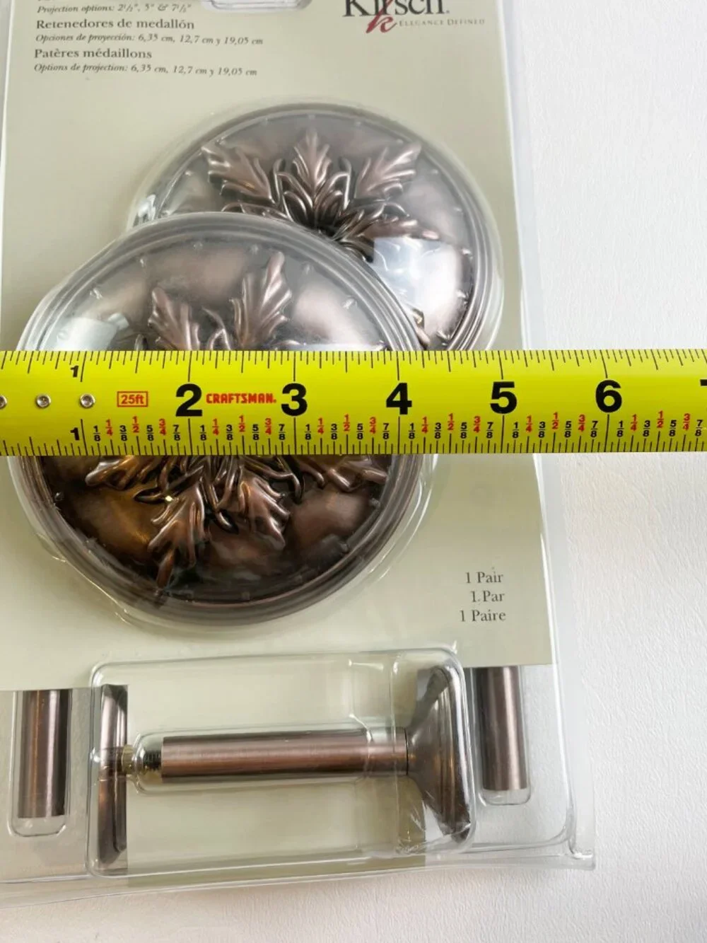 Kirsch Medallion Holdbacks Brushed Copper 2 Pairs K34